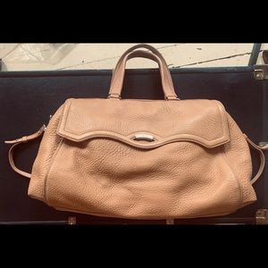T Tahari large satchel in nude pebble leather